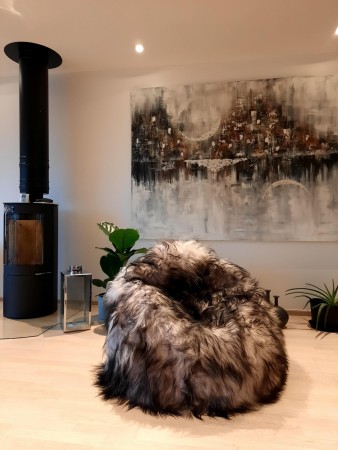 Sekkestol / Bean Bag av Islandsk saueskinn- farge Silver DT
